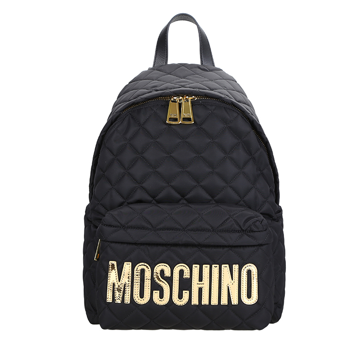 MOSCHINO/莫斯奇诺 女士菱格尼龙双肩包 7607 黑色