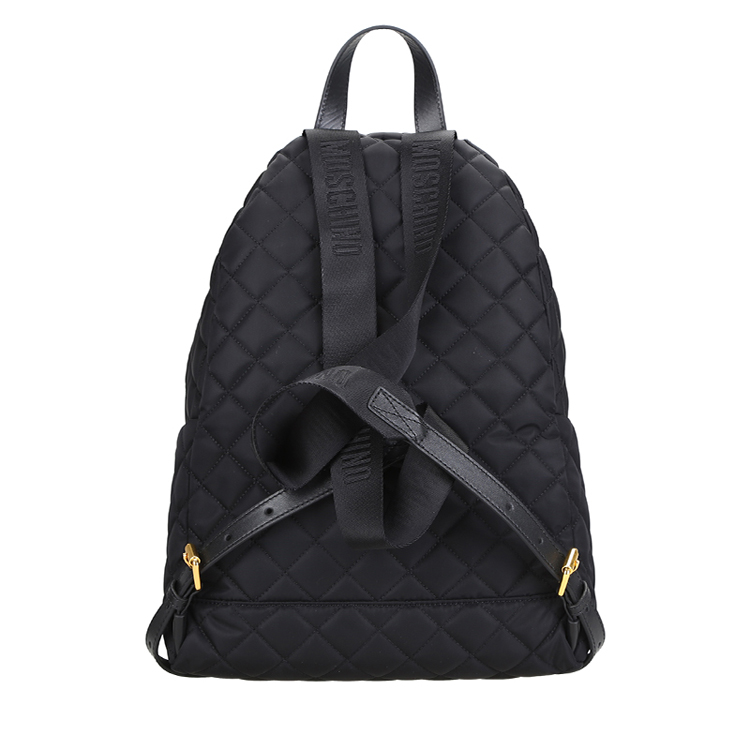 MOSCHINO/莫斯奇诺 女士菱格尼龙双肩包 7607 黑色