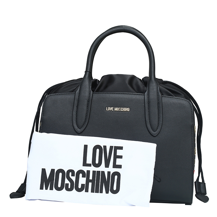 LOVE MOSCHINO/莫斯奇诺 女士聚氨酯纤维抽带手拎包 JC4283PP01 黑色