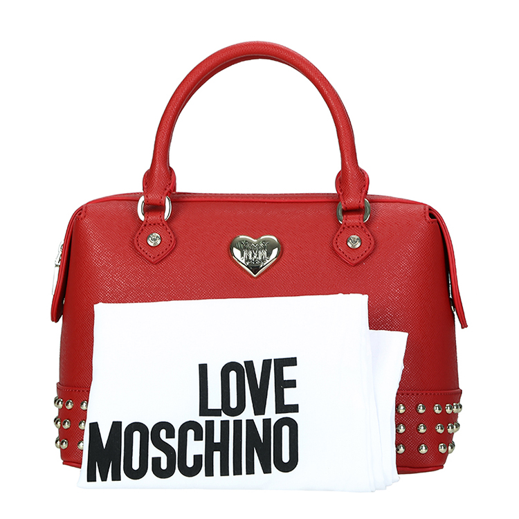 LOVE MOSCHINO/莫斯奇诺 女士PVC铆钉手拎包 JC4239PP01 红色