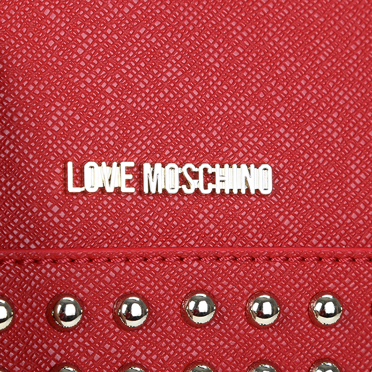 LOVE MOSCHINO/莫斯奇诺 女士PVC铆钉手拎包 JC4239PP01 红色