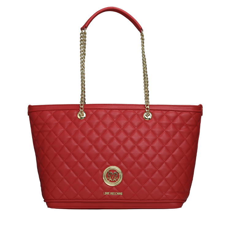 LOVE MOSCHINO/莫斯奇诺 女士聚氨酯纤维购物单肩包 JC4212PP01 红色