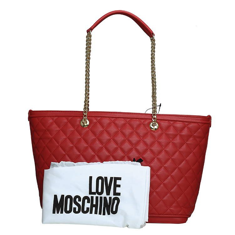 LOVE MOSCHINO/莫斯奇诺 女士聚氨酯纤维购物单肩包 JC4212PP01 红色