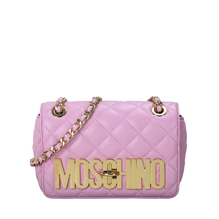 MOSCHINO/莫斯奇诺 女士小号羊皮链条单肩包 7493 粉色