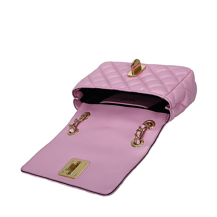 MOSCHINO/莫斯奇诺 女士小号羊皮链条单肩包 7493 粉色