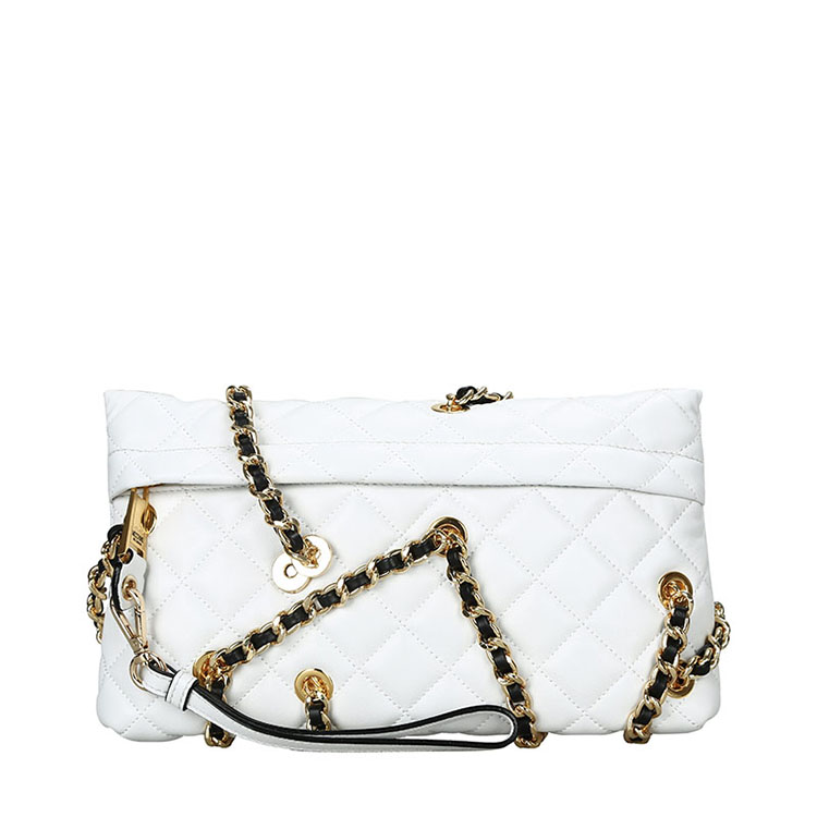 MOSCHINO/莫斯奇诺 女士羊皮链条手腕手拿包 7434 白色