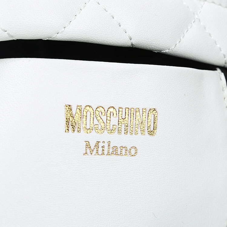 MOSCHINO/莫斯奇诺 女士羊皮链条手腕手拿包 7434 白色
