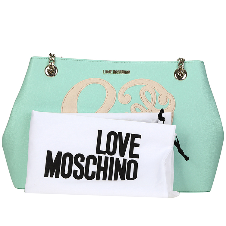 【707可用券】LOVE MOSCHINO/莫斯奇诺 女士心形图案半链条聚氨酯纤维单肩包 JC4255PP01 薄荷绿