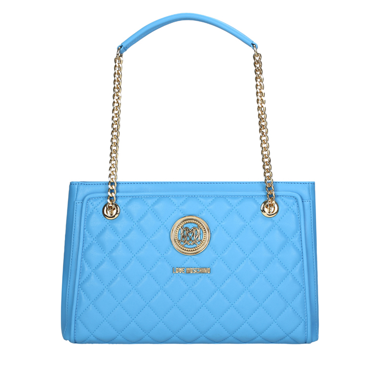 LOVE MOSCHINO/莫斯奇诺 女士半链条聚氨酯纤维单肩包 JC4215PP01 湖蓝