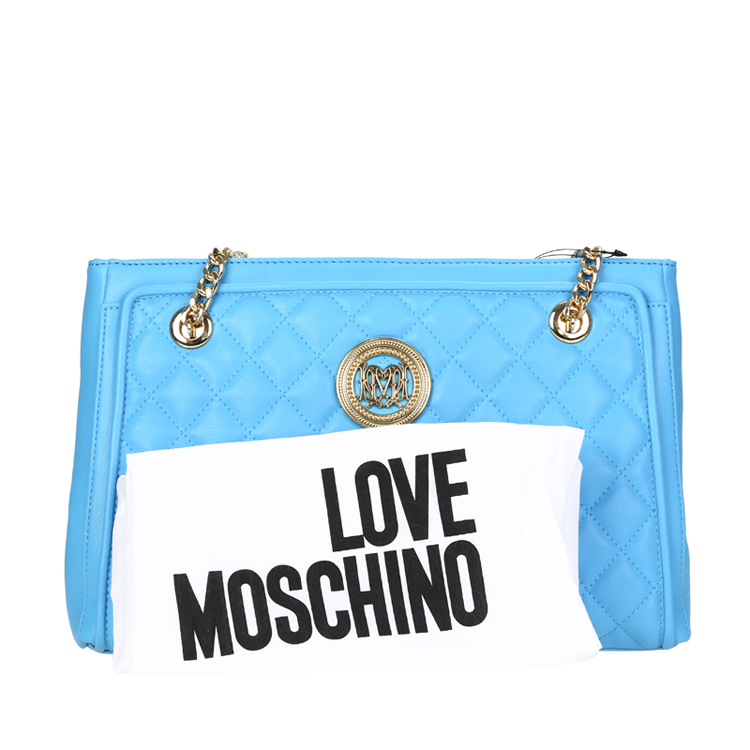 LOVE MOSCHINO/莫斯奇诺 女士半链条聚氨酯纤维单肩包 JC4215PP01 湖蓝