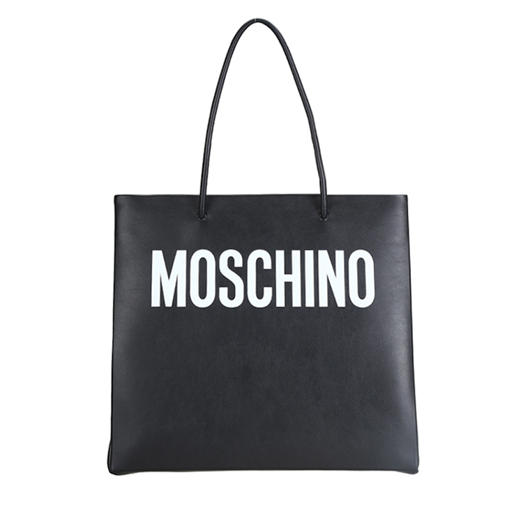 MOSCHINO/莫斯奇诺 女士小牛皮单肩购物袋 7413 黑色