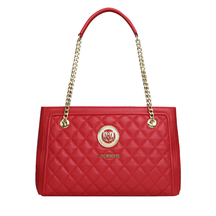 LOVE MOSCHINO/莫斯奇诺 女士半链条聚氨酯纤维单肩包 JC4215PP01 红色