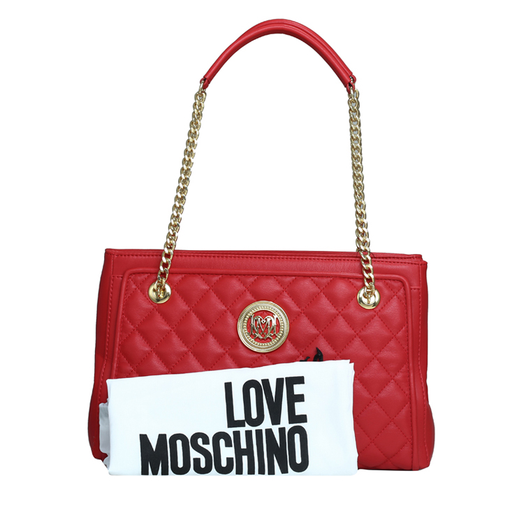 LOVE MOSCHINO/莫斯奇诺 女士半链条聚氨酯纤维单肩包 JC4215PP01 红色