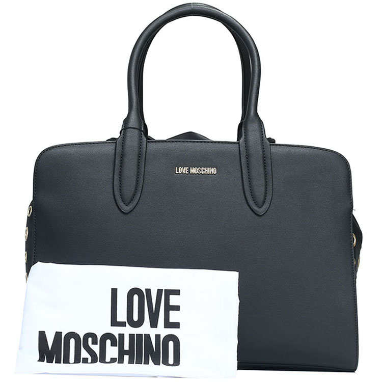 LOVE MOSCHINO/莫斯奇诺 女士大号抽带聚氨酯纤维手拎包 JC4284PP01 黑色