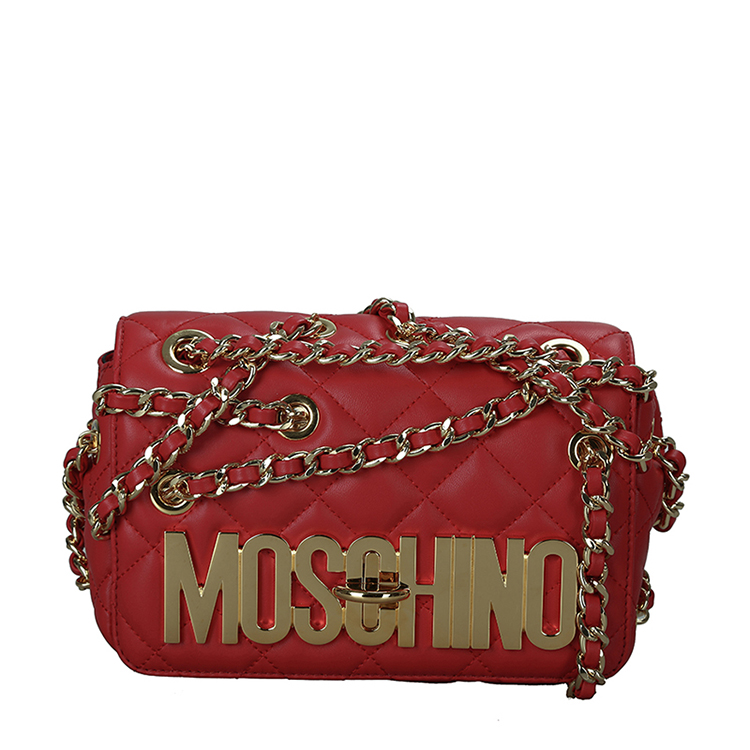 MOSCHINO/莫斯奇诺 女士羊皮链条单肩包 7419 红色