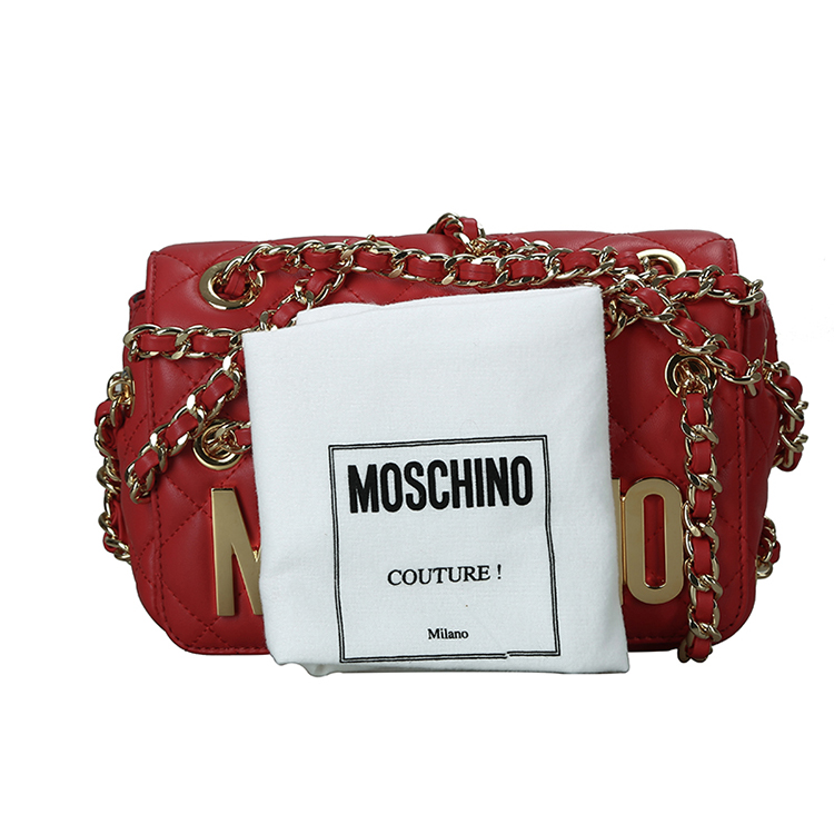 MOSCHINO/莫斯奇诺 女士羊皮链条单肩包 7419 红色