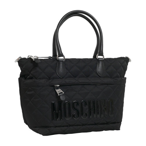 【折扣】MOSCHINO/莫斯奇诺 男士 尼龙 手提包 logo点缀 网格纹路 黑色 EB