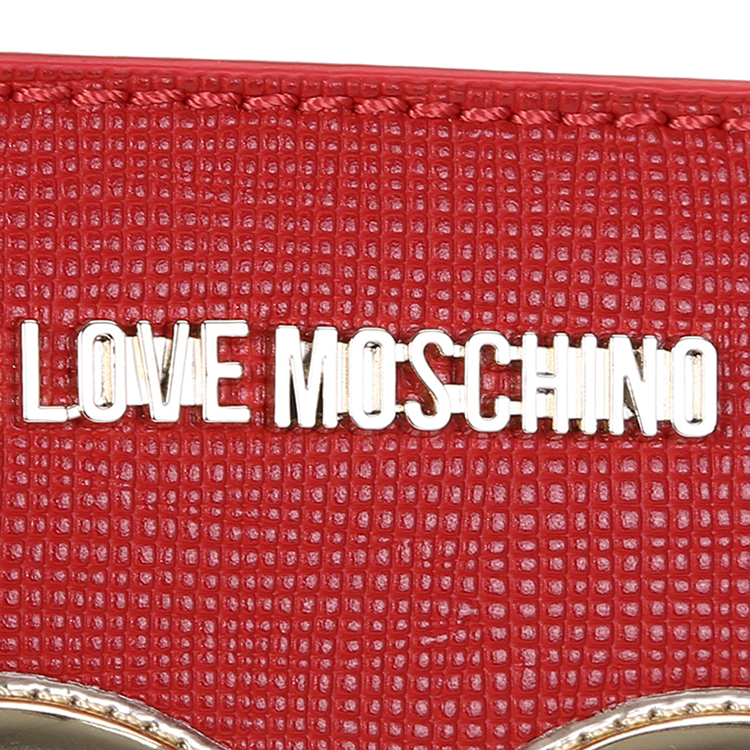 LOVE MOSCHINO/莫斯奇诺 女士金色心PVC贝壳手拎包 JC4228PP01 红色