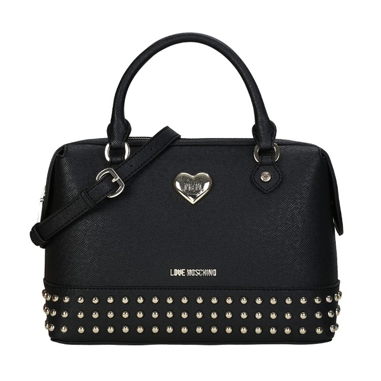 LOVE MOSCHINO/莫斯奇诺 女士PVC铆钉手拎包 JC4239PP01 黑色