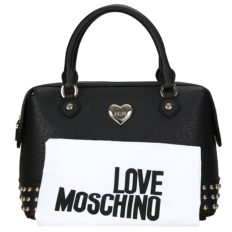 LOVE MOSCHINO/莫斯奇诺 女士PVC铆钉手拎包 JC4239PP01 黑色