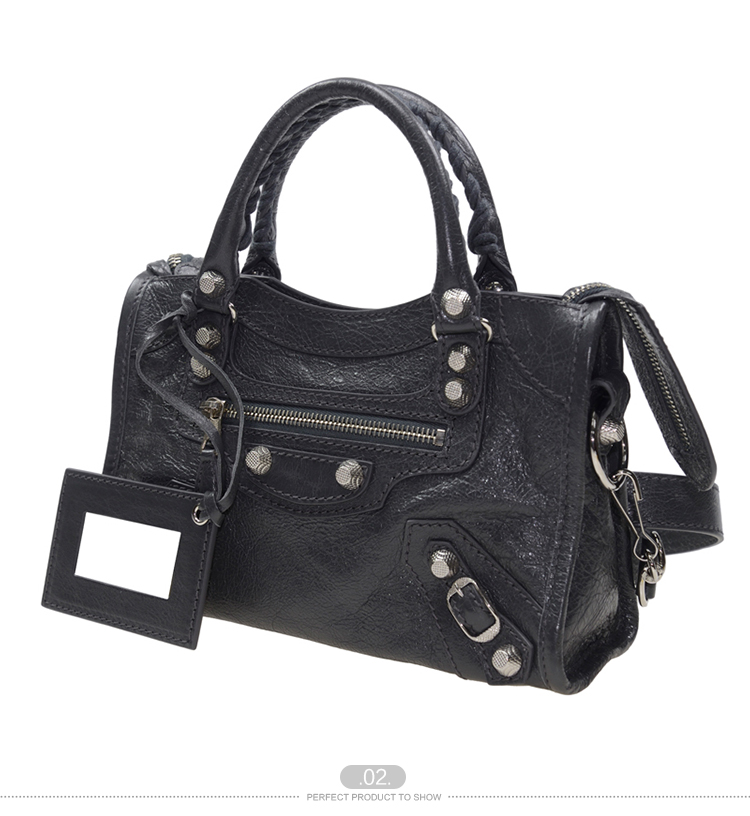 Balenciaga/巴黎世家 女士灰色羊皮机车手提包 #309544 D94JN 1160