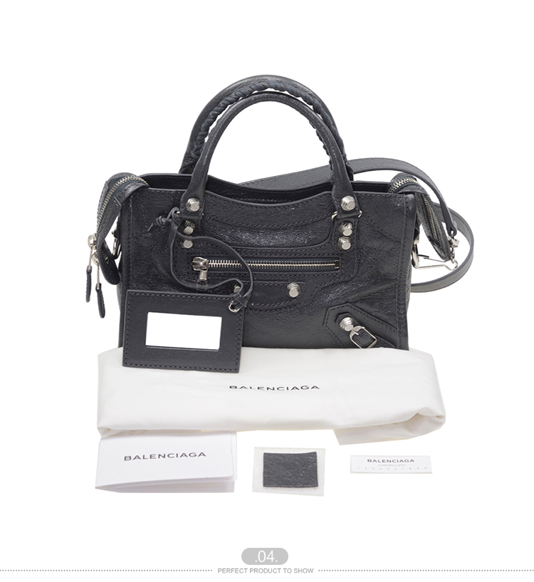 Balenciaga/巴黎世家 女士灰色羊皮机车手提包 #309544 D94JN 1160
