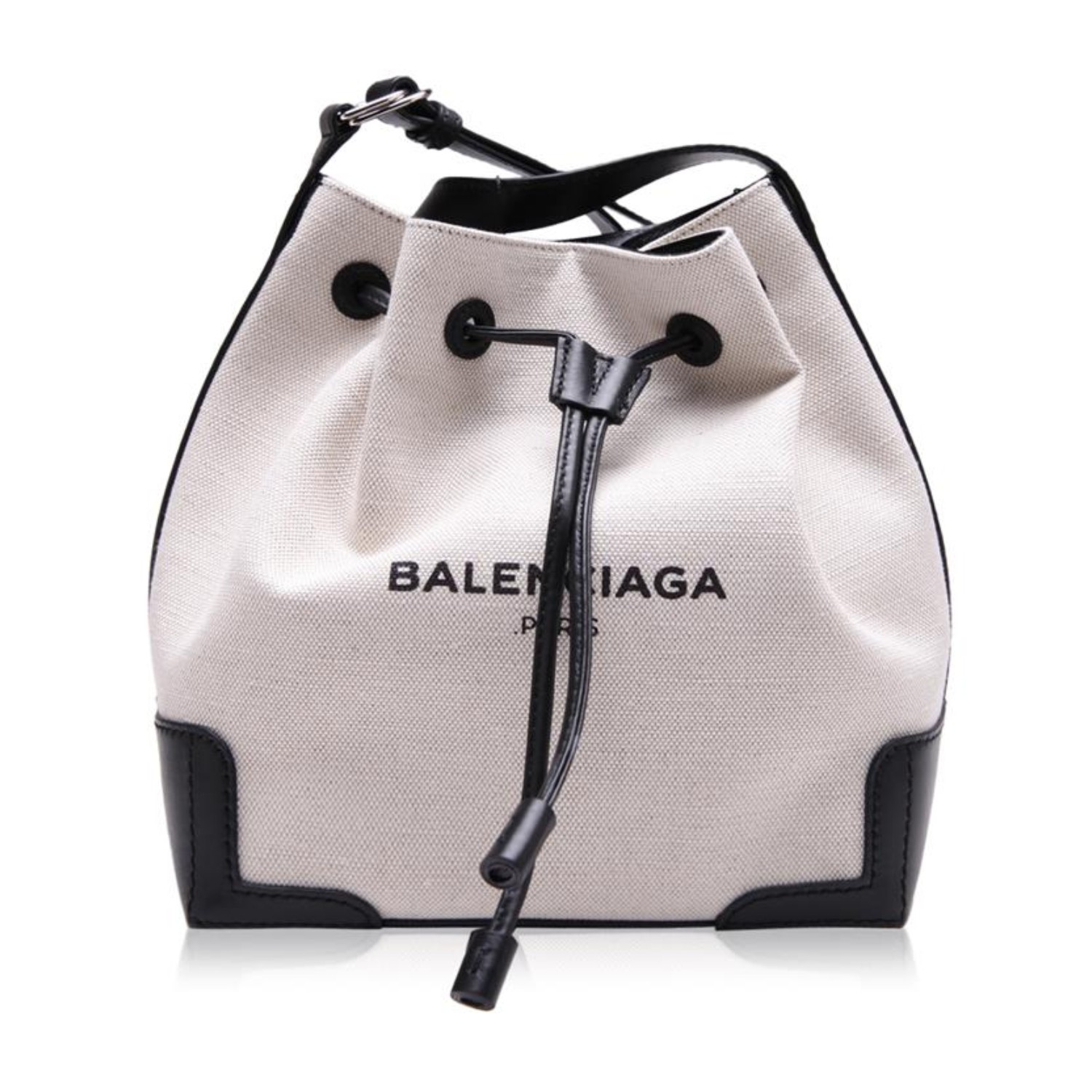 【包邮包税】Balenciaga/巴黎世家 女士米白色帆布配皮单肩斜挎水桶包Backpacks 409000 AQ37N 1080