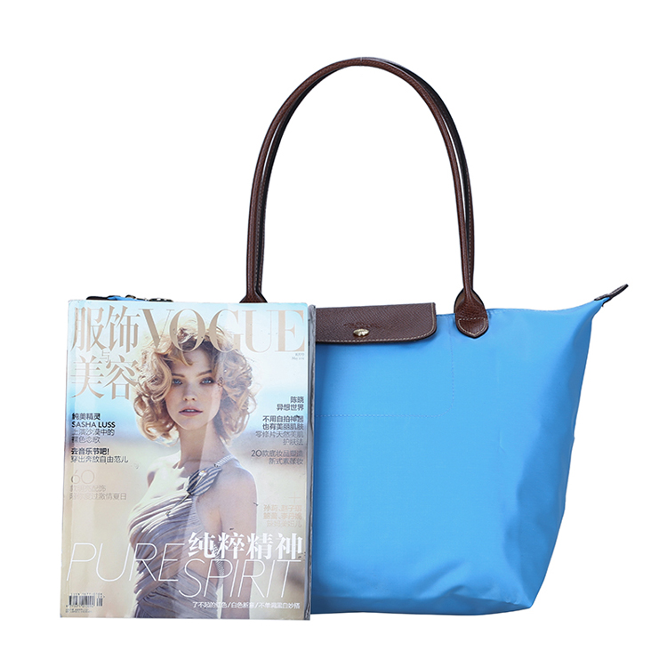 Longchamp/珑骧 女士尼龙/皮革长柄折叠包 1899 蓝莓色