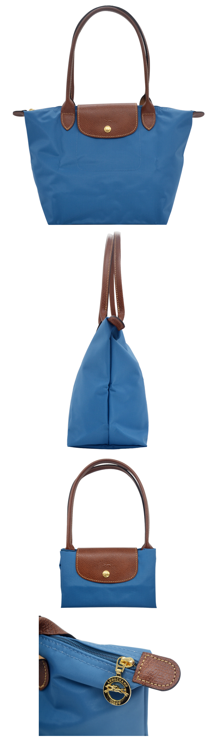 Longchamp/珑骧女士肩背蓝色帆布/配皮中号