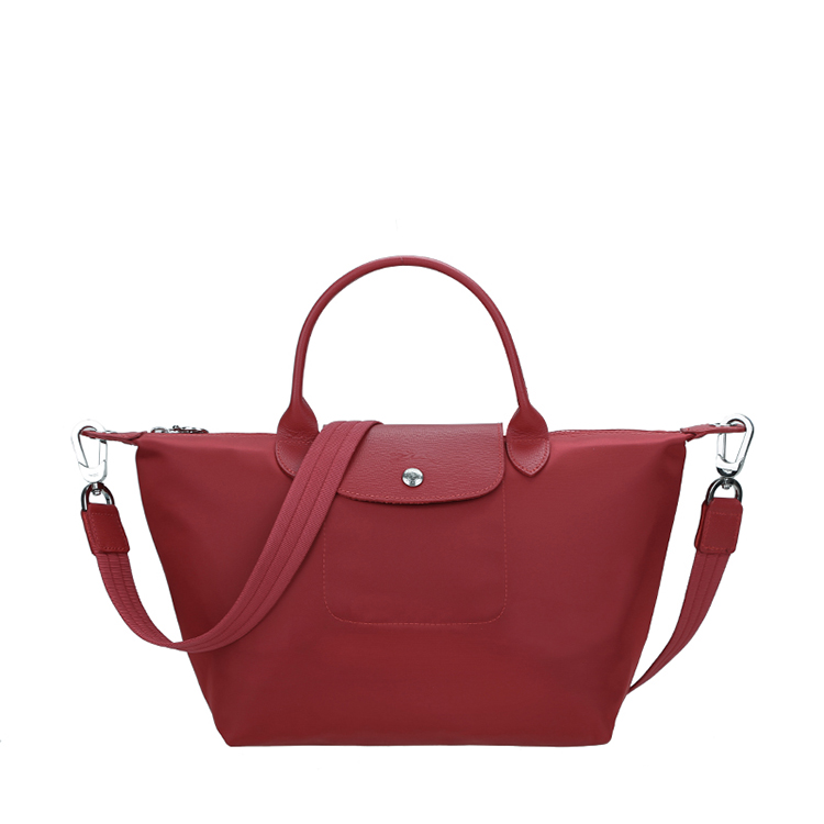 Longchamp/珑骧 女士短柄厚款尼龙/皮革手拎包 1512 红宝石