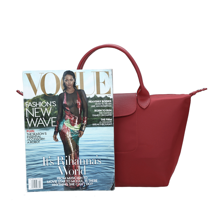 Longchamp/珑骧 女士短柄厚款尼龙/皮革手拎包 1512 红宝石