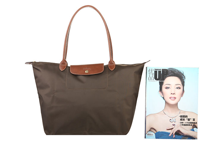 Longchamp/珑骧 女士尼龙折叠 手拎包 女士 单肩包 大号 1899 褐灰色