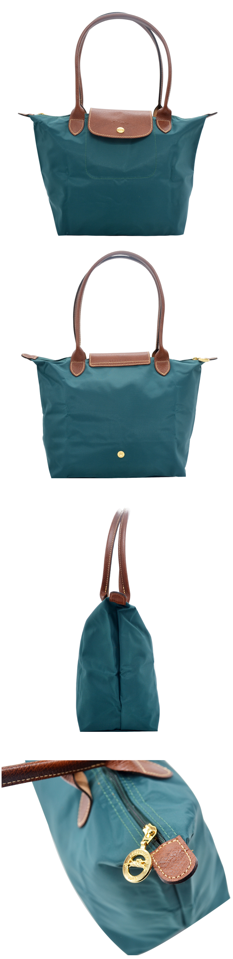 Longchamp/珑骧女士肩背墨绿色帆布/配皮中号