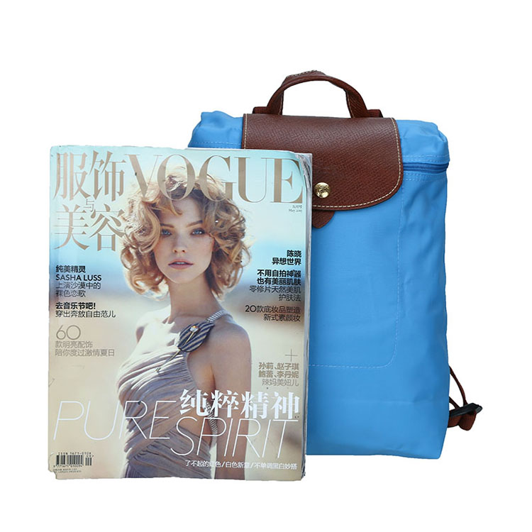 Longchamp/珑骧 女士尼龙折叠双肩包 1699 蓝莓色