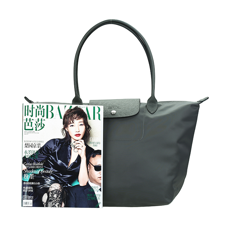 Longchamp/珑骧 女士厚款长柄尼龙包 1899 灰色