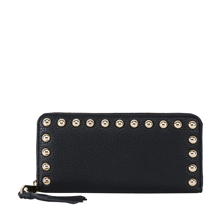 Rebecca Minkoff/瑞贝卡·明可弗 牛皮 Ava Zip Wallet with Studs 长款钱包2015度假款