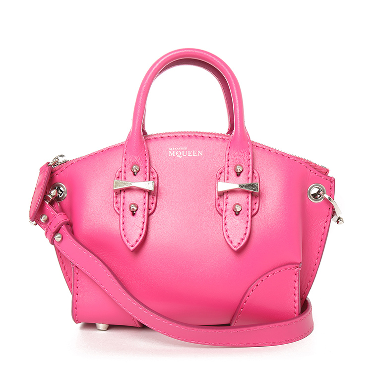 AlexanderMcQueen(亚历山大麦昆)桃粉色皮质两用包mini