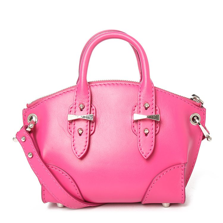 AlexanderMcQueen(亚历山大麦昆)桃粉色皮质两用包mini