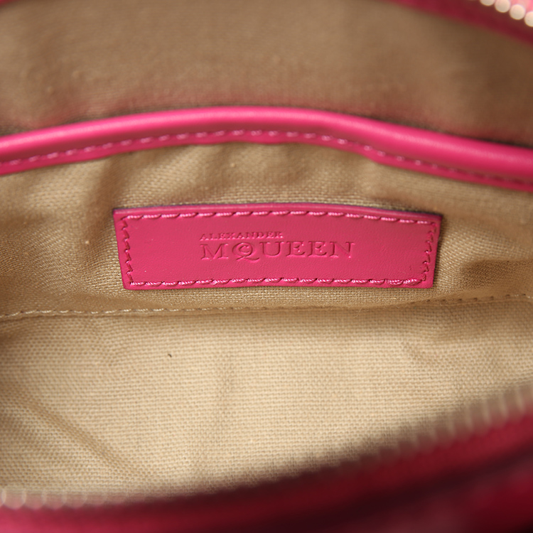 AlexanderMcQueen(亚历山大麦昆)桃粉色皮质两用包mini