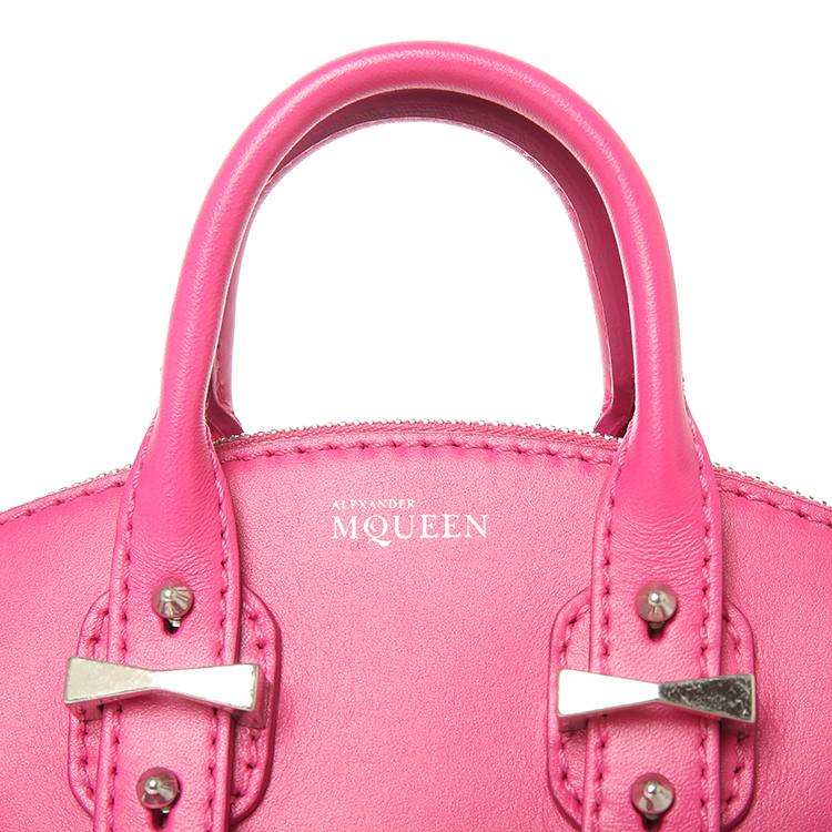 AlexanderMcQueen(亚历山大麦昆)桃粉色皮质两用包mini