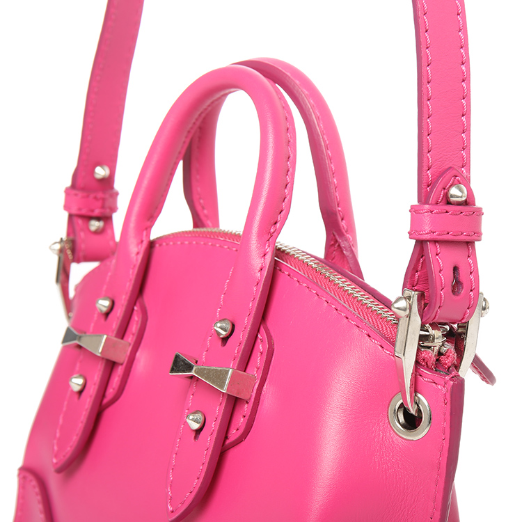 AlexanderMcQueen(亚历山大麦昆)桃粉色皮质两用包mini