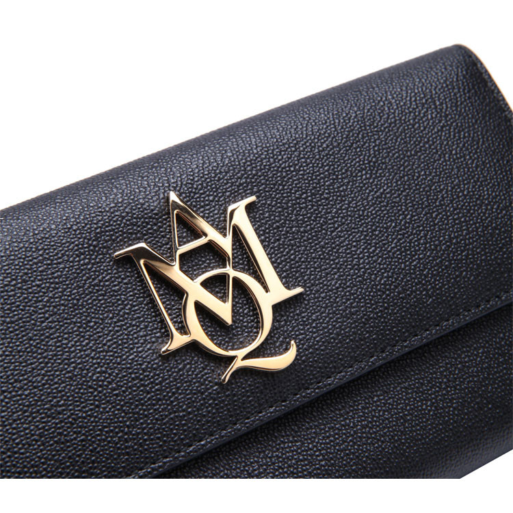 Alexander McQueen/亚历山大麦昆牛皮材质金属字母装饰女士长款钱夹,439195DN10G 1000 WOMEN WALLET