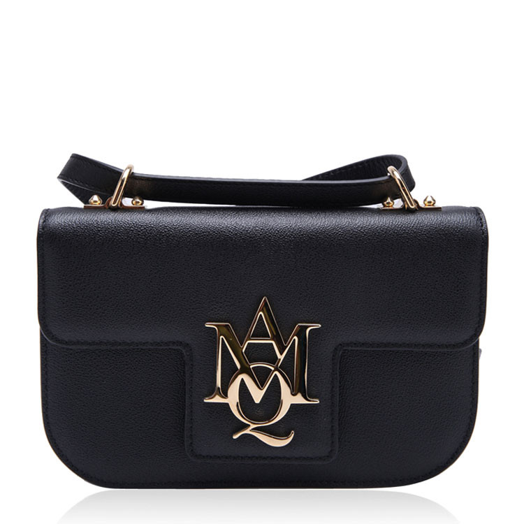 Alexander McQueen/亚历山大麦昆牛皮材质金属字母装饰女士单肩斜挎包,439447DN10G 1000 WOMEN BAG