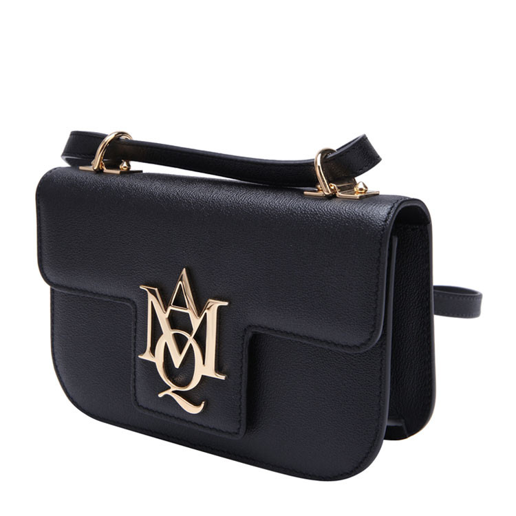 Alexander McQueen/亚历山大麦昆牛皮材质金属字母装饰女士单肩斜挎包,439447DN10G 1000 WOMEN BAG