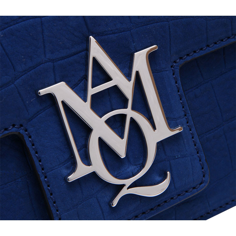 Alexander McQueen/亚历山大麦昆蓝色牛皮材质动物纹包身女士单肩斜挎包,439445BRQ2I 4250 WOMEN BAG