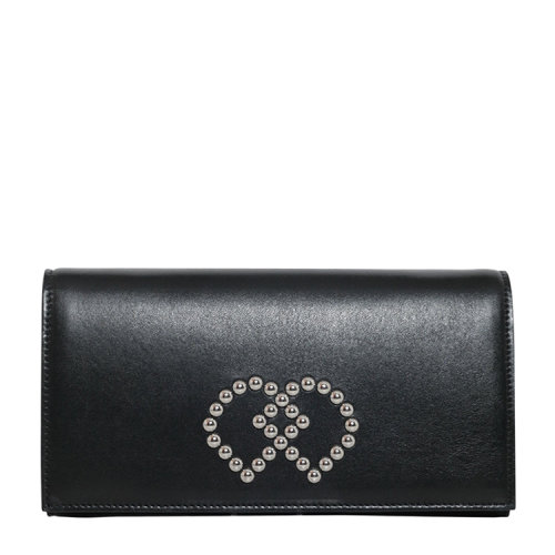【可用券】【新品】Dsquared2/D二次方 女士 真皮 手拿包 金属圆珠装饰 黑色 EB