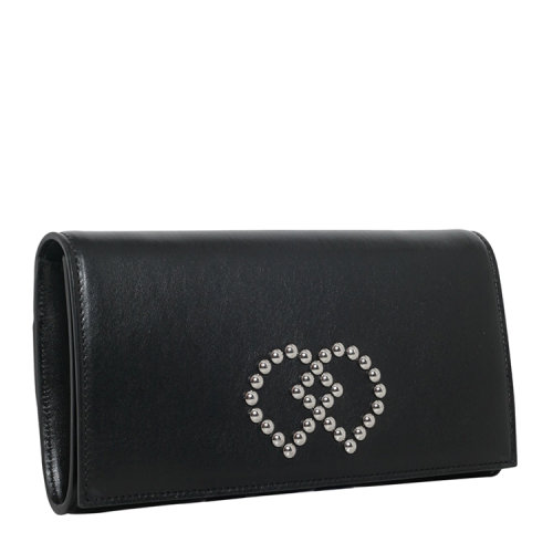 【可用券】【新品】Dsquared2/D二次方 女士 真皮 手拿包 金属圆珠装饰 黑色 EB