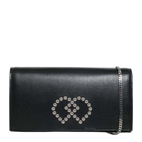 【可用券】【新品】Dsquared2/D二次方 女士 真皮 手拿包 金属圆珠装饰 黑色 EB