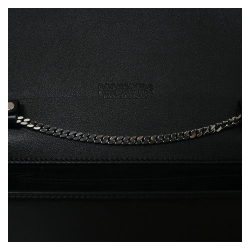 【可用券】【新品】Dsquared2/D二次方 女士 真皮 手拿包 金属圆珠装饰 黑色 EB