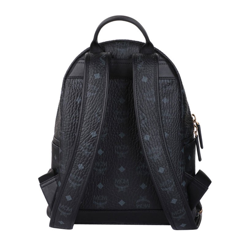 【包邮包税】MCM/MCM 女士黑色牛皮铆钉中号双肩包Backpacks MMK6SVE80 BK001